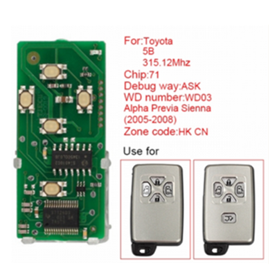 QKY013062 for Toyota smart card board 5 buttons 315.12MHZ number 271451-0780-HK-CN