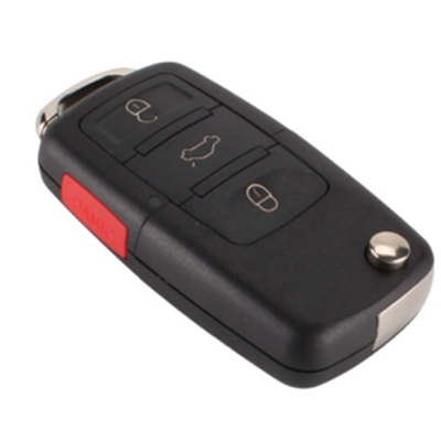 QKS006025 3+1 Button Red Panic Button Replacement Flip Folding Car Key Shell For VW Golf 4